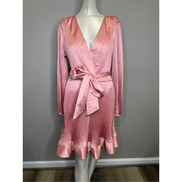 NWT Milly Liv Belted Pleated Satin Minidress Size 4 $425 - Picture 3 of 9